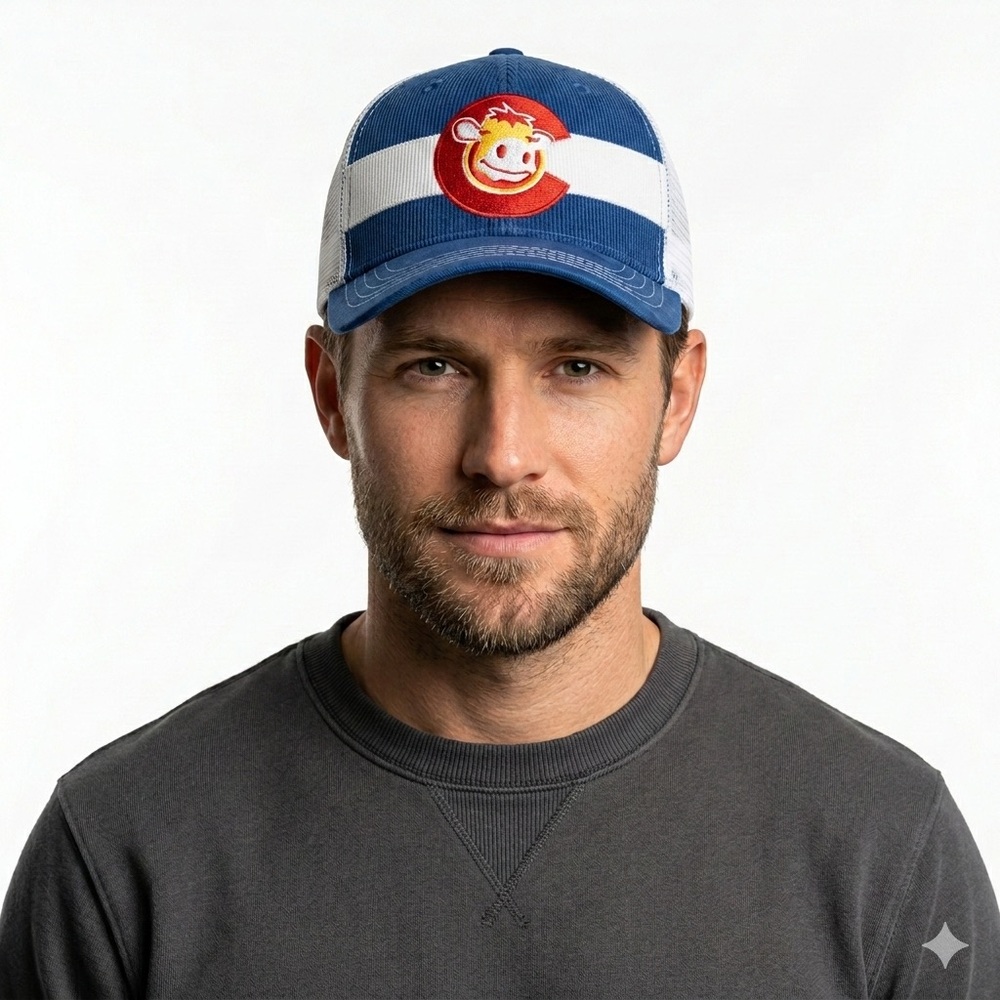 Sweet Cow Blue White Snapback Baseball Cap Hat Mens OS